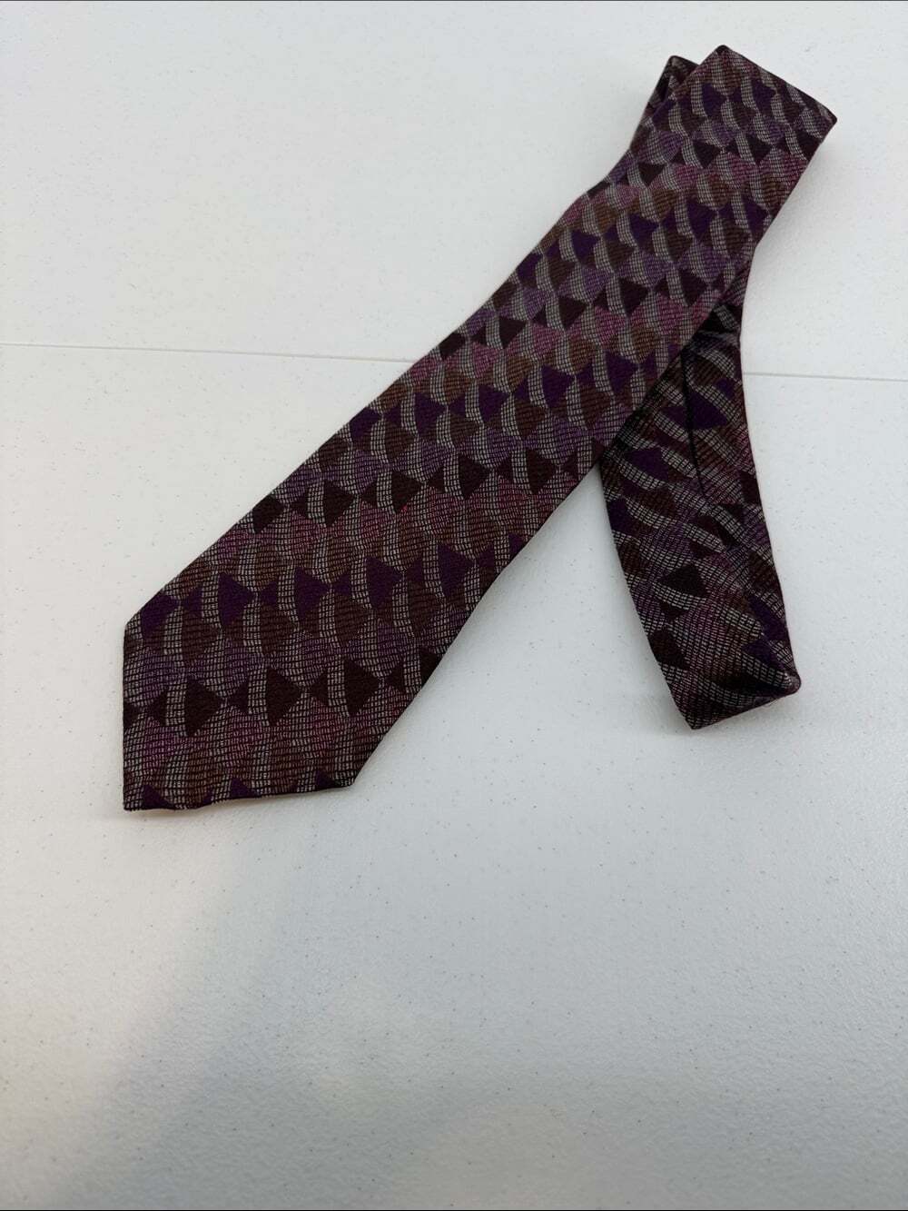 Christian Lacroix Purple Geometric Silk and wool blend Tie - Picture 2 of 6